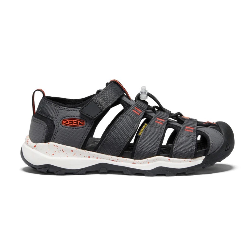 Keen Kids Gray and Black Water Shoe with Orange Accents
